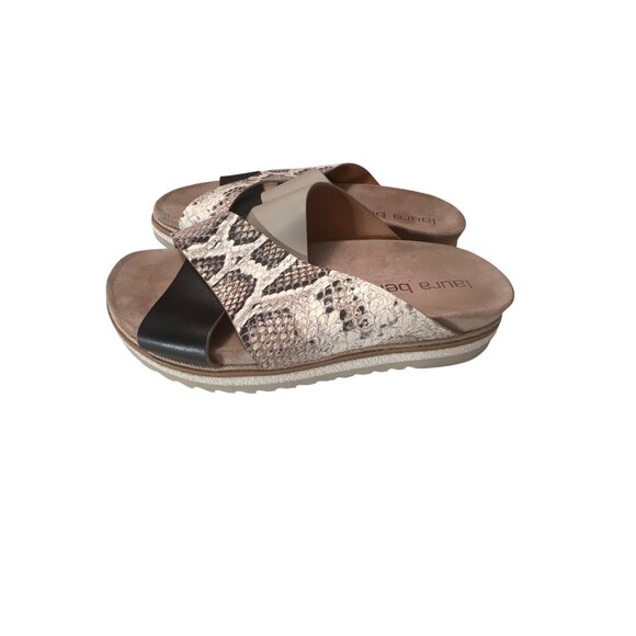 Laura Bellariva Womens Snake Print Cross-Strap Platform Sandals Size 39 Made In - Picture 1 of 6